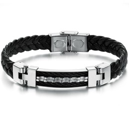 Reliable Quality Classic Titanium Leather Bangle 