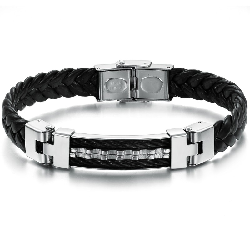 Reliable Quality Classic Titanium Leather Bangle 