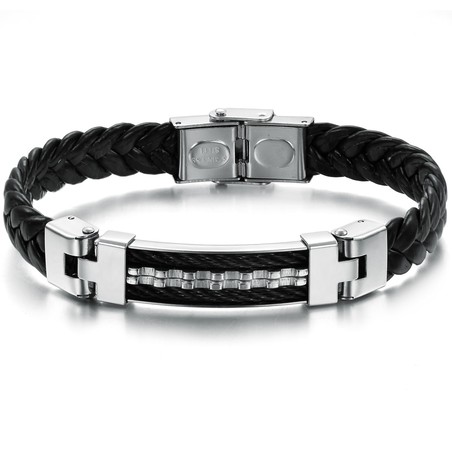 Reliable Quality Classic Titanium Leather Bangle 