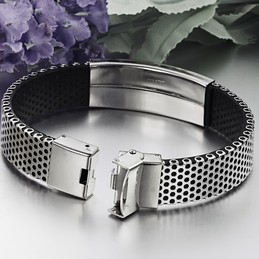 Wide Varieties Male Titanium Leather Bangle 