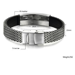 Wide Varieties Male Titanium Leather Bangle 