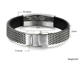 Quality and Quantity Assured Male Cross Titanium Leather Bangle 