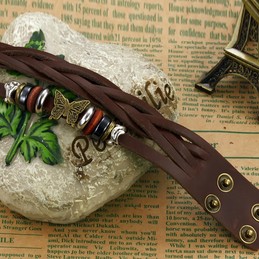 High Quality Female Butterfly Shape Titanium Leather Bangle