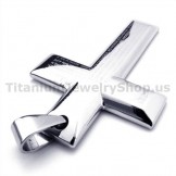 Silver Color Titanium Cross Pendant - Free Chain 19314