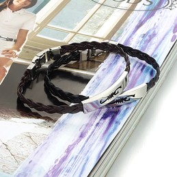 Superior Quality Female Titanium Leather Bangle 