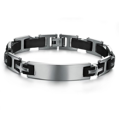 Durable in Use Male Titanium Silicone Bangle 