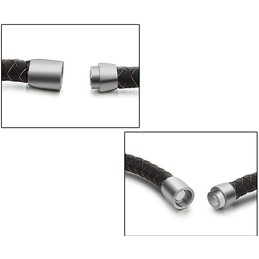High Quality Brown Titanium Leather Bangle