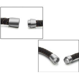 The Queen of Quality Brown Titanium Leather Bangle 