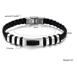 Easy to Use Male Titanium Leather Bangle 