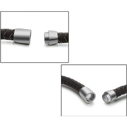 Wide Varieties Brown Titanium Leather Bangle 