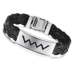 Selling Well all over the World Water Wave Shape Titanium Leather Bangle 