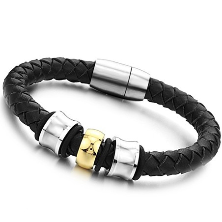 Reliable Reputation Round Shape Titanium Leather Bangle
