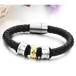Reliable Reputation Round Shape Titanium Leather Bangle