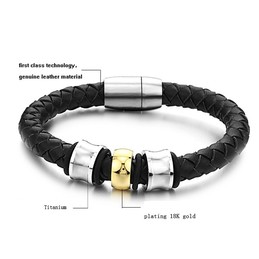 Reliable Reputation Round Shape Titanium Leather Bangle