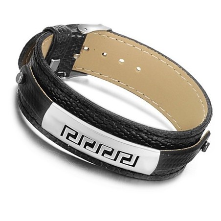 Superior Quality Black Titanium Leather Bangle
