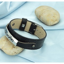 Superior Quality Black Titanium Leather Bangle
