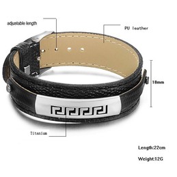 Superior Quality Black Titanium Leather Bangle