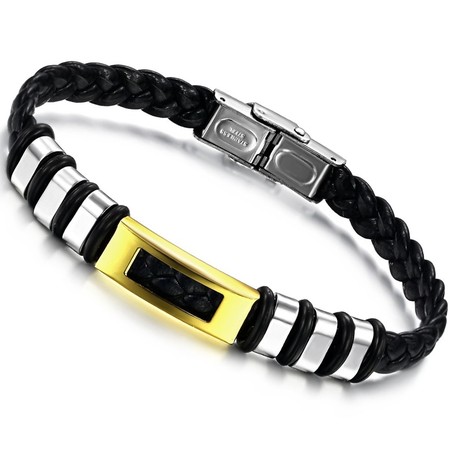 Stable Quality Titanium Leather Bangle 