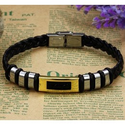 Stable Quality Titanium Leather Bangle 