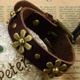 High Quality Retro Titanium Leather Bangle 