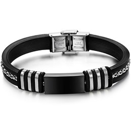 Durable in Use Black Titanium Silicone Bangle 