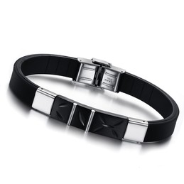The Queen of Quality Black Titanium Silicone Bangle 