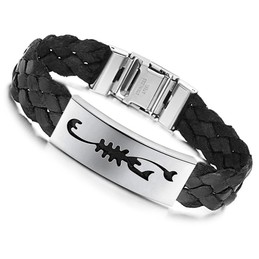 Easy to Use Male Scorpion Titanium Leather Bangle 