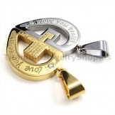"Love You Really" Gloden Titanium Lovers Pendants with Diamond-Free Chains 19