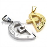 "Love You Really" Gloden Titanium Lovers Pendants with Diamond-Free Chains 19