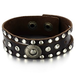 Excellent Quality Male Retro Titanium Leather Bangle 