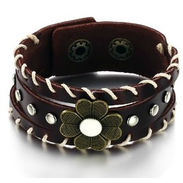 The King of Quantity Unisex Titanium Leather Bangle 