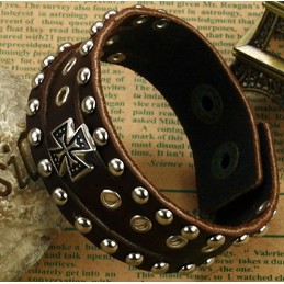 High Quality Cross Titanium Leather Bangle 