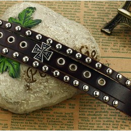 High Quality Cross Titanium Leather Bangle 