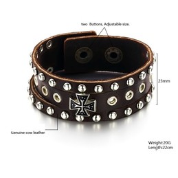 High Quality Cross Titanium Leather Bangle 