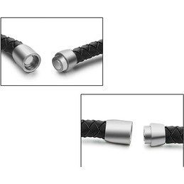 Superior Quality Black Titanium Leather Bangle
