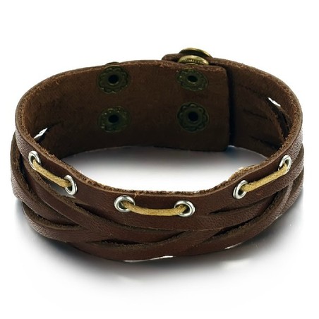 Superior Quality Titanium Leather Bangle 