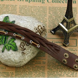 Superior Quality Titanium Leather Bangle 