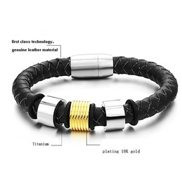 Stable Quality Female Titanium Leather Bangle 