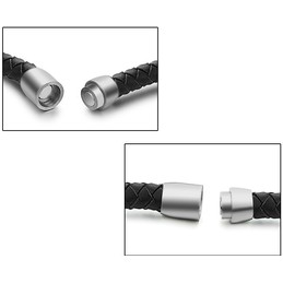 Wide Varieties Black Titanium Leather Bangle