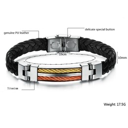 Quality and Quantity Assured Titanium Leather Bangle 