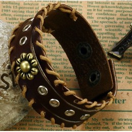 Excellent Quality Retro Titanium Leather Bangle 