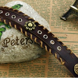 Excellent Quality Retro Titanium Leather Bangle 