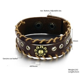 Excellent Quality Retro Titanium Leather Bangle 
