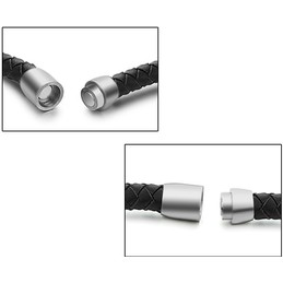 The Queen of Quality Black Titanium Leather Bangle 