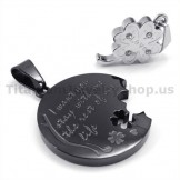 Four Leaves Clover Black Titanium Lovers Pendants-Free Chains 19119