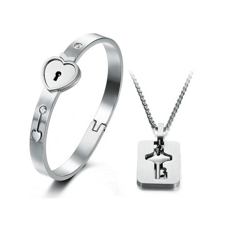 Wide Varieties Lock Titanium Bangle For Lovers 