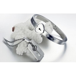 Wide Varieties Lock Titanium Bangle For Lovers 