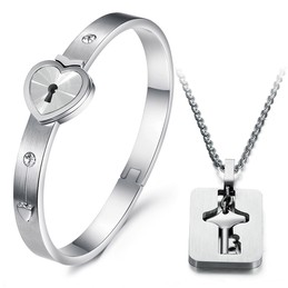 High Quality Lock Shape Titanium Bangle For Lovers 