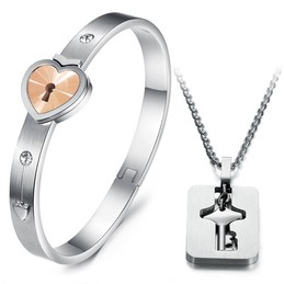High Quality Lock Shape Titanium Bangle For Lovers 