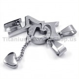 "LOVE" Titanium Lovers Pendants with Diamonds-Free Chains 19121